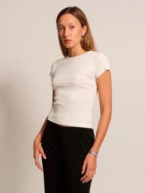 RLT Ribbed Tee White Cotton Medium